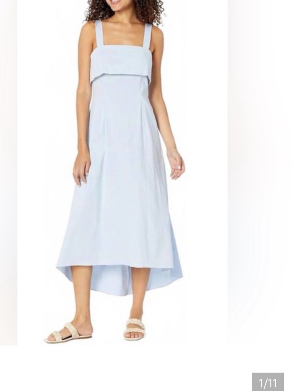 Theory light Blue Sleeveless High-Low Linen Midi Dress